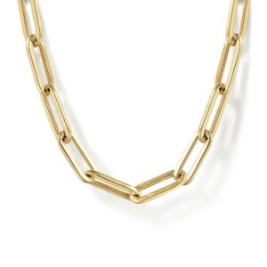 Preorder – 14K Yellow Gold Hollow Paper Clip Chain Necklace